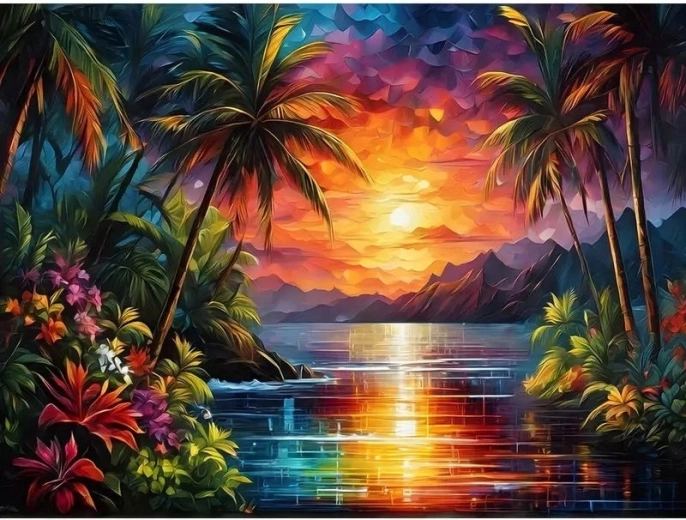 Pittura con numeri Tramonto sulla baia 40 × 50 cm