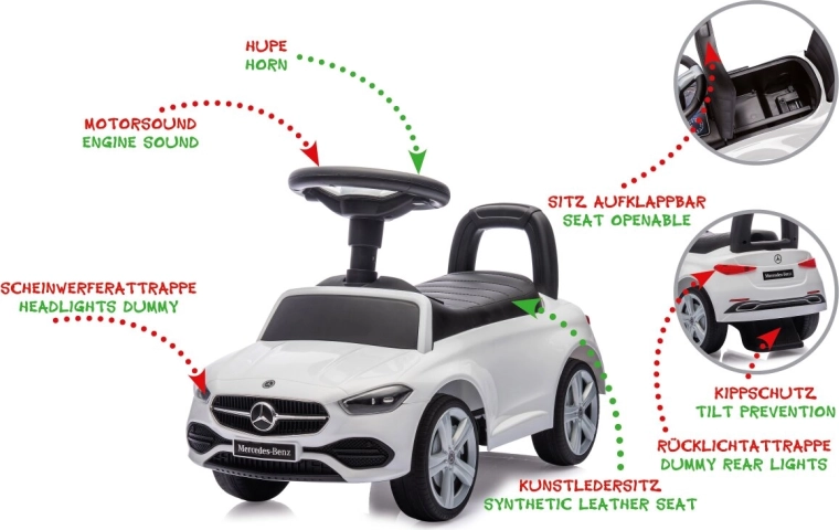 Girello per bambini Mercedes-Benz C-Class 2 in 1 bianco