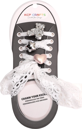 Set di accessori decorativi per lacci – orsetto scintillante e pizzo