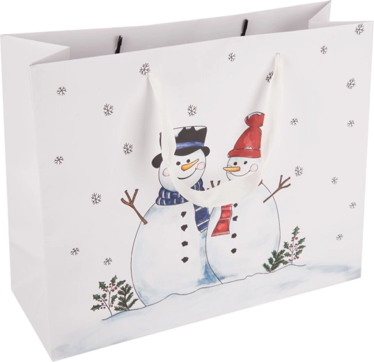 Borsa regalo in carta con pupazzo di neve 32 × 12 × 26 cm