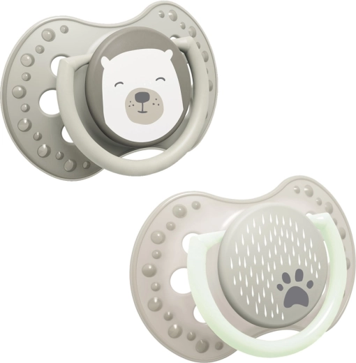 Ciuccio dinamico in silicone LOVI Buddy bear 0–6 mesi, 2 pz