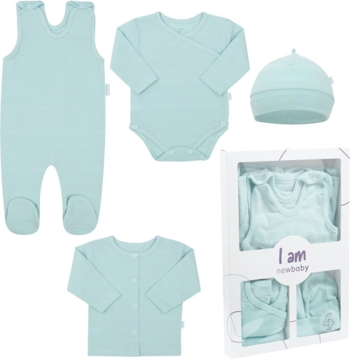 Completo neonato 4 pezzi per l’ospedale New Baby I am blu