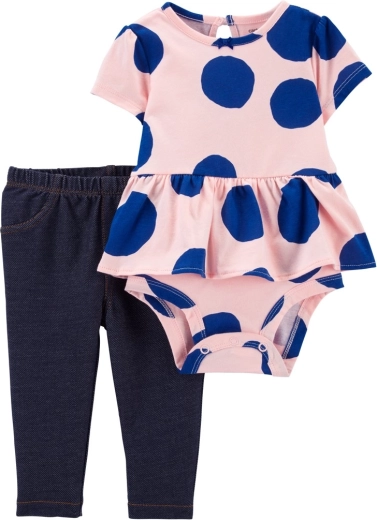 Carter's set 2 pezzi per neonato – body a maniche corte e leggings PinkBlue Dots, taglia 56
