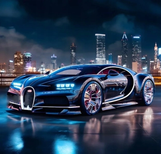 Norimpex pittura con diamanti Bugatti Chiron nero 30 × 40 cm