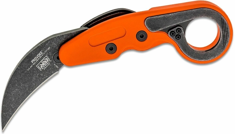 CRKT Provoke Orange karambit coltello pieghevole 6,3 cm con lama stonewash e manico in Grivory