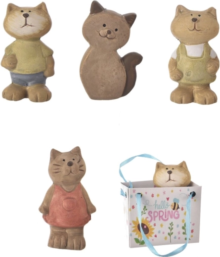 Gatto in ceramica in bustina regalo marrone (assortimento 4 varianti)