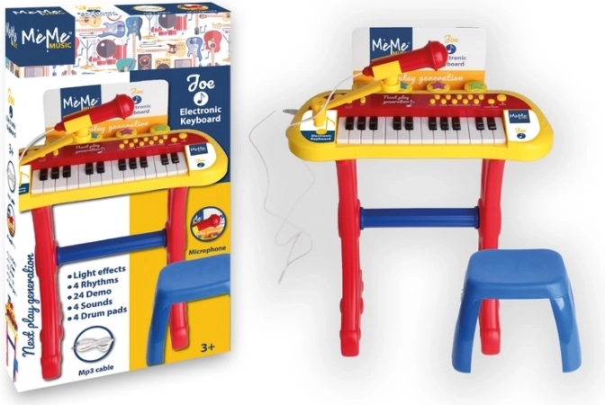Tastiera elettronica per bambini Meme con microfono e sgabello (24 tasti)