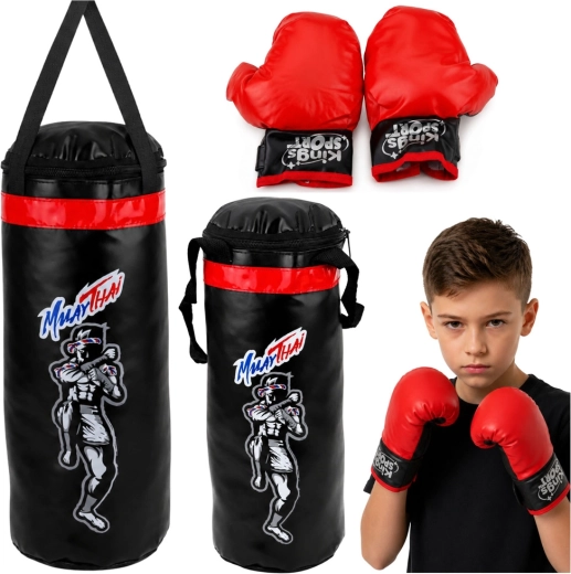 Set da boxe per bambini Muay Thai L – sacco da boxe 65 × 22 cm + guantoni
