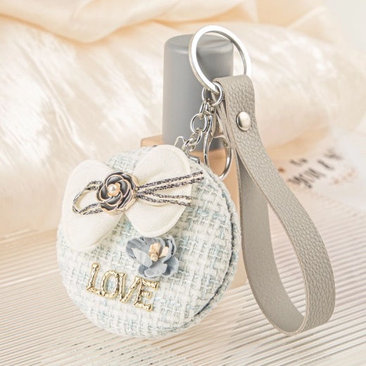 Specchietto tascabile Carezza blu con fiocco e scritta LOVE