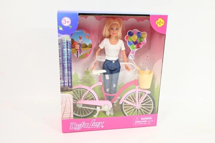 Bambola 29 cm con bicicletta e cestino