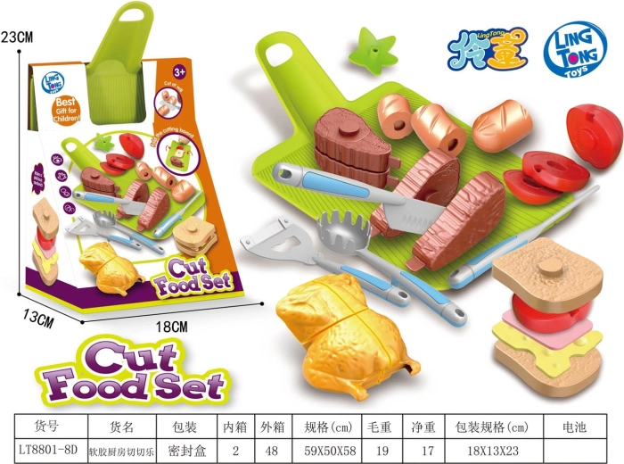 Set di alimenti da tagliare per bambini con accessori da cucina