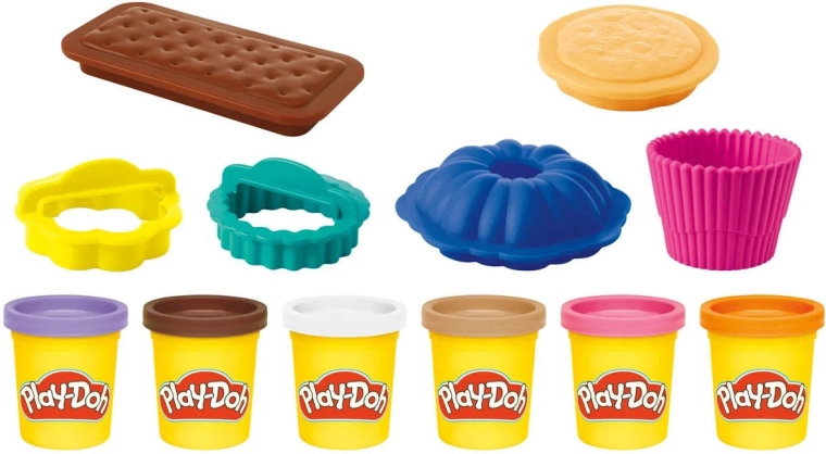 Sei colori di plastilina e strumenti