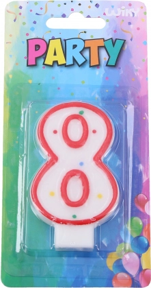 Candela festosa rossa a forma di numero 8