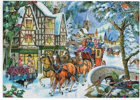 House of Puzzles Puzzle Carrozza postale invernale con 500 pezzi grandi