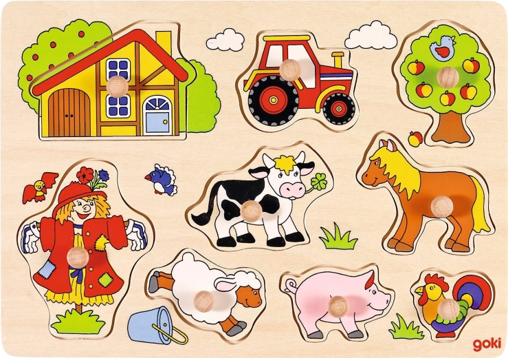 Puzzle in legno a incastro fattoria con maniglie
