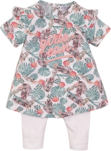 Dirkje set di vestiti per bebè in due pezzi 68, bianco/motivo tropicale
