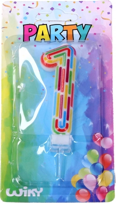 Candela per feste numero 1 a righe