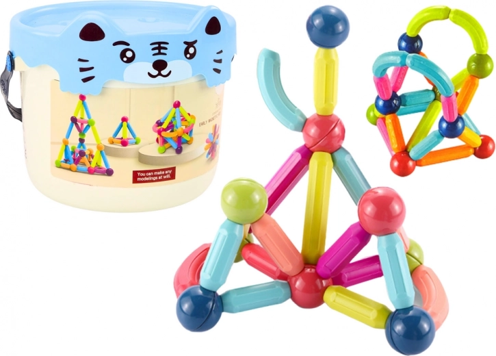 Cubetti magnetici con secchio 78 elementi Gatto blu