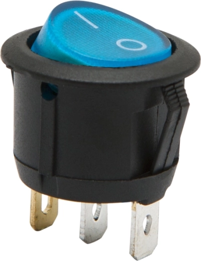 Interruttore a bilanciere rotondo con illuminazione blu