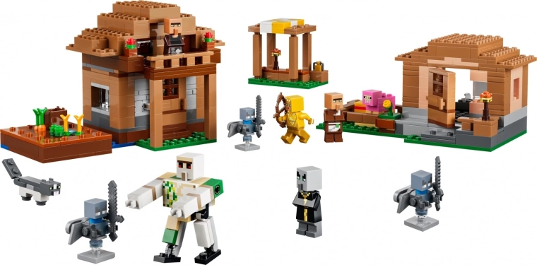 Villaggio Minecraft con 3 costruzioni dettagliate