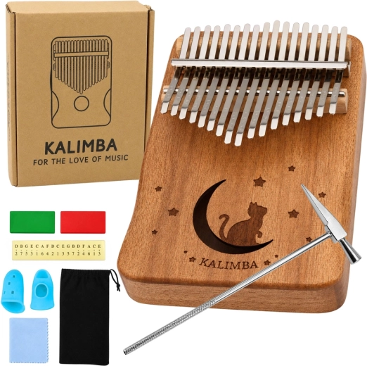 Kalimba a 17 tasti – pianoforte a pollice in legno con accessori