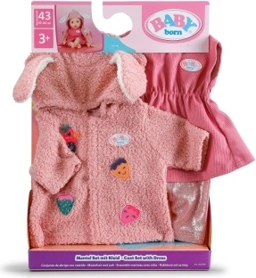 Completo BABY born con cappottino e vestitino per bambole di 43 cm