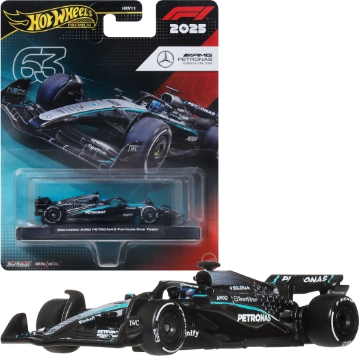 Auto da corsa di Formula 1 Hot Wheels Premium Mercedes-Benz F1 George Russell #63