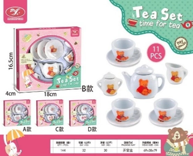 Set da tè in ceramica con fiori per bambini