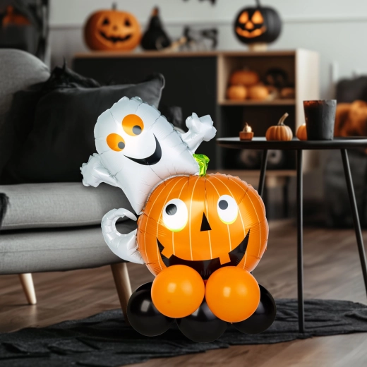 Decorazione con palloncini di Halloween a forma di zucca