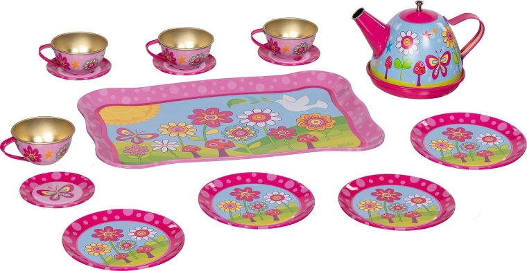 Set da tè in latta Funky Flowers