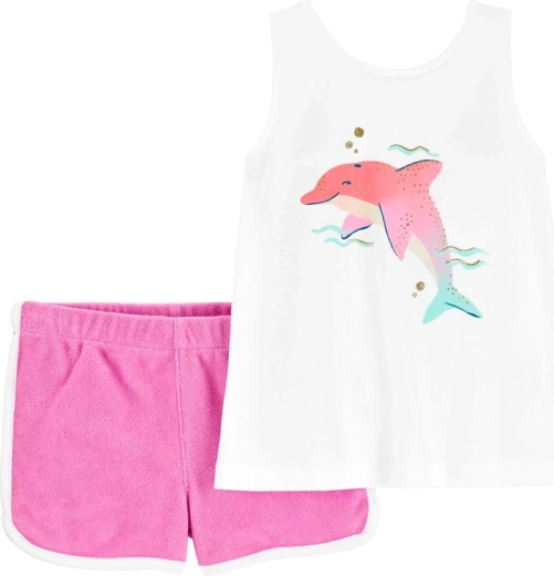 Carter’s set due pezzi: canotta e shorts Pink Dolphin per bambina (9 mesi)