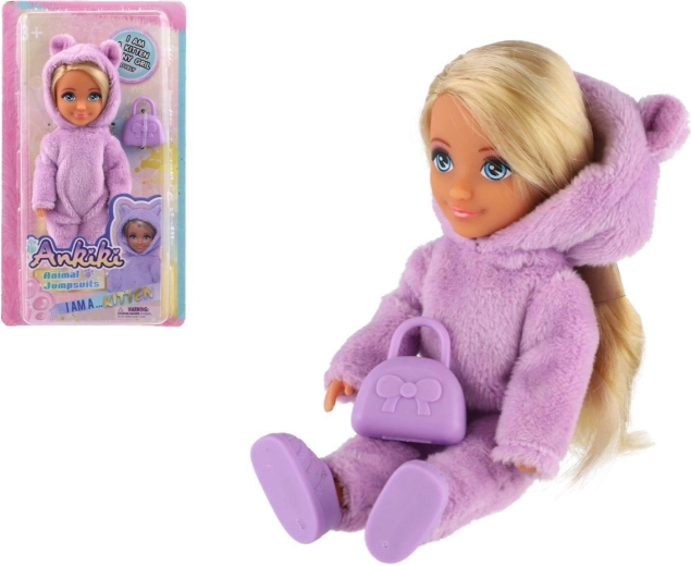 Bambola Ankiki in tuta peluche con borsetta 14 cm