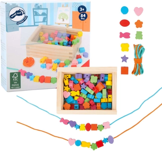 Perline di legno da infilare Small Foot sagomate in scatola