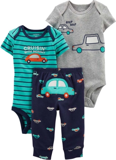 Carter’s set 3 pezzi per bambino Green Monster (2 body a maniche corte e pantaloni)
