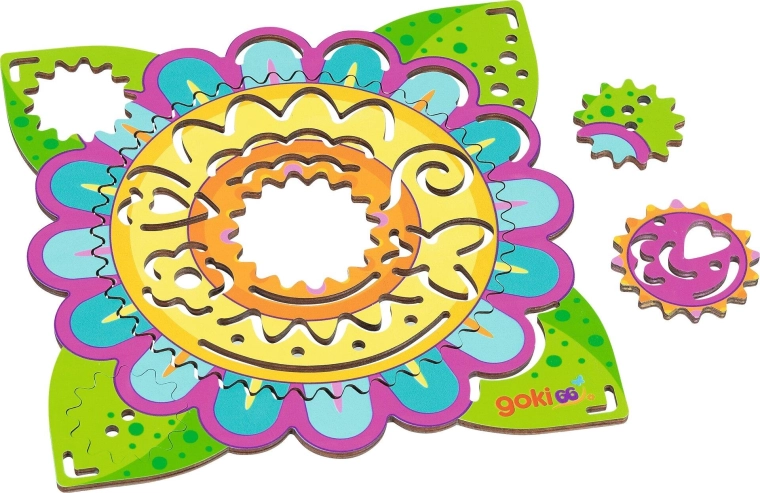 Base in legno con design floreale