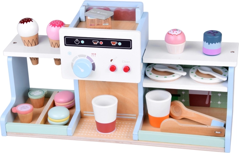 Macchina del caffè realistica e bancone ricco di dettagli