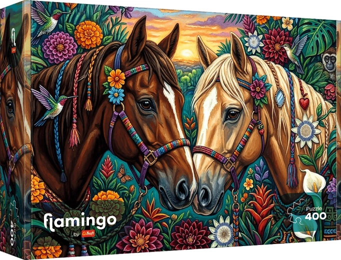 Puzzle Trefl Flamingo: corsa floreale 400 pezzi
