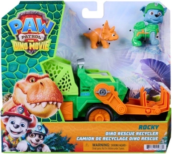 Paw Patrol Dino Movie: veicolo per il riciclaggio di Rocky con statuine