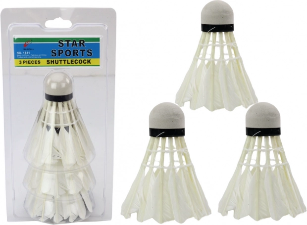 Set di volani da badminton in piuma 3 pezzi.