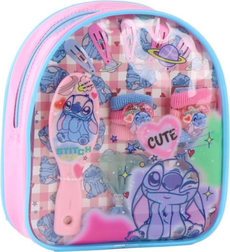 Set di accessori per capelli per bambini STITCH in zainetto trasparente