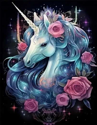 Dipingere con i numeri Unicorno con fiori 40 × 50 cm