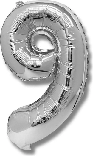 Palloncino in foil numero 9 argento 40 cm
