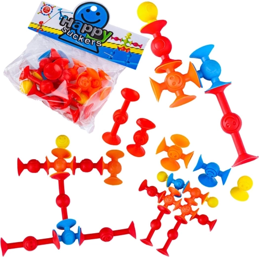 Ventose da costruzione in silicone con faccine allegre (12 pz)