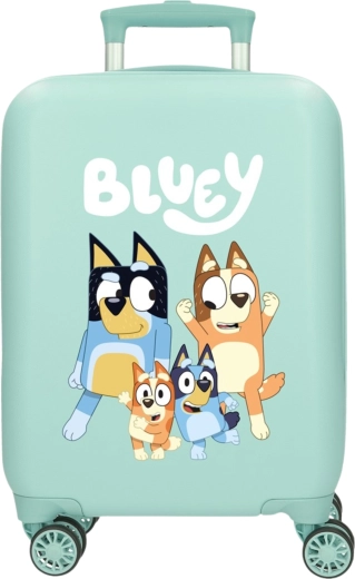 Valigia rigida per bambini Bluey Family turchese, 50 cm, 33 l