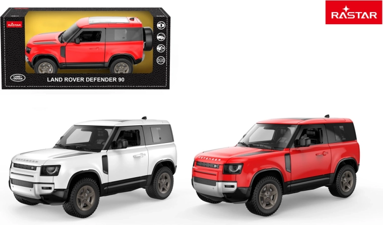 Modello in metallo di auto Land Rover Defender 90 1:24 Rastar rosso