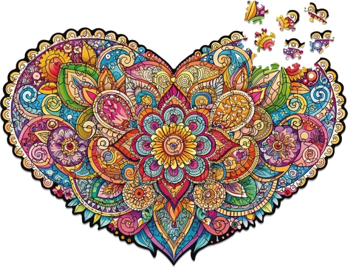 Cuore con motivo mandala ricco di dettagli