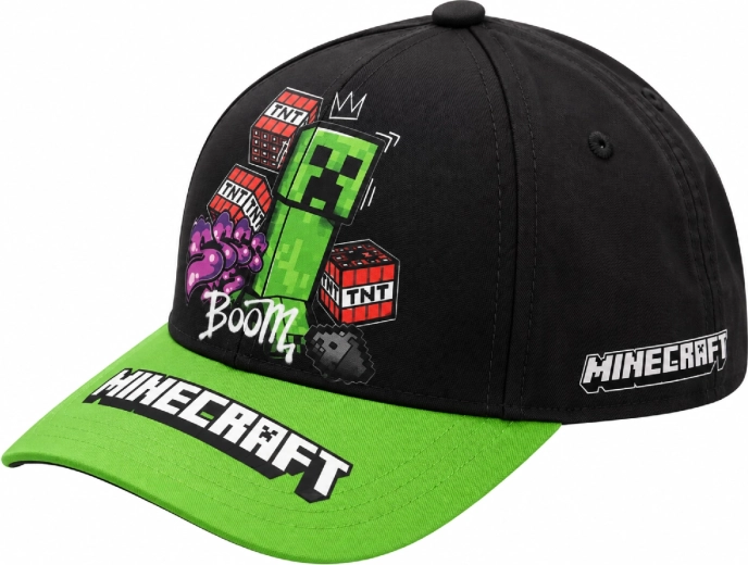 Cappellino da bambino Minecraft Creeper Boom nero-verde, 55 cm