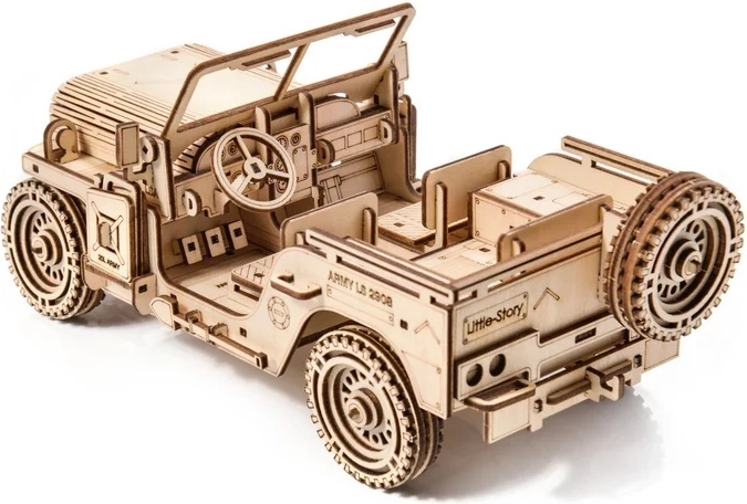 Modello dettagliato in legno di veicolo militare