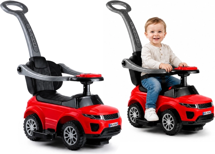 Cavalcabile per bambini con barra di guida SPORT CAR rosso