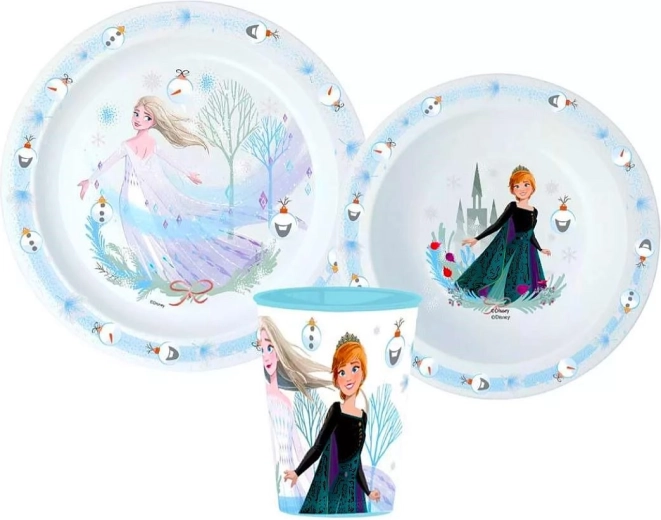 Set da pranzo in plastica Frozen Natale 3 pezzi